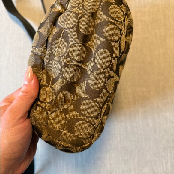 Coach Signature Canvas Crossbody Bag Brown/Tan w/ Leather Trim + Dust Bag - Picture 7 of 13